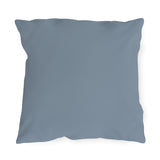 Solid dusty blue outdoor pillow, 18 x 18 square with no pattern