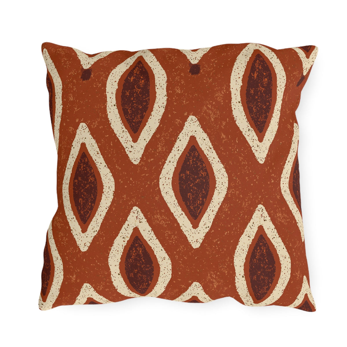 Ikat Teardrop Terracotta orange outdoor pillow