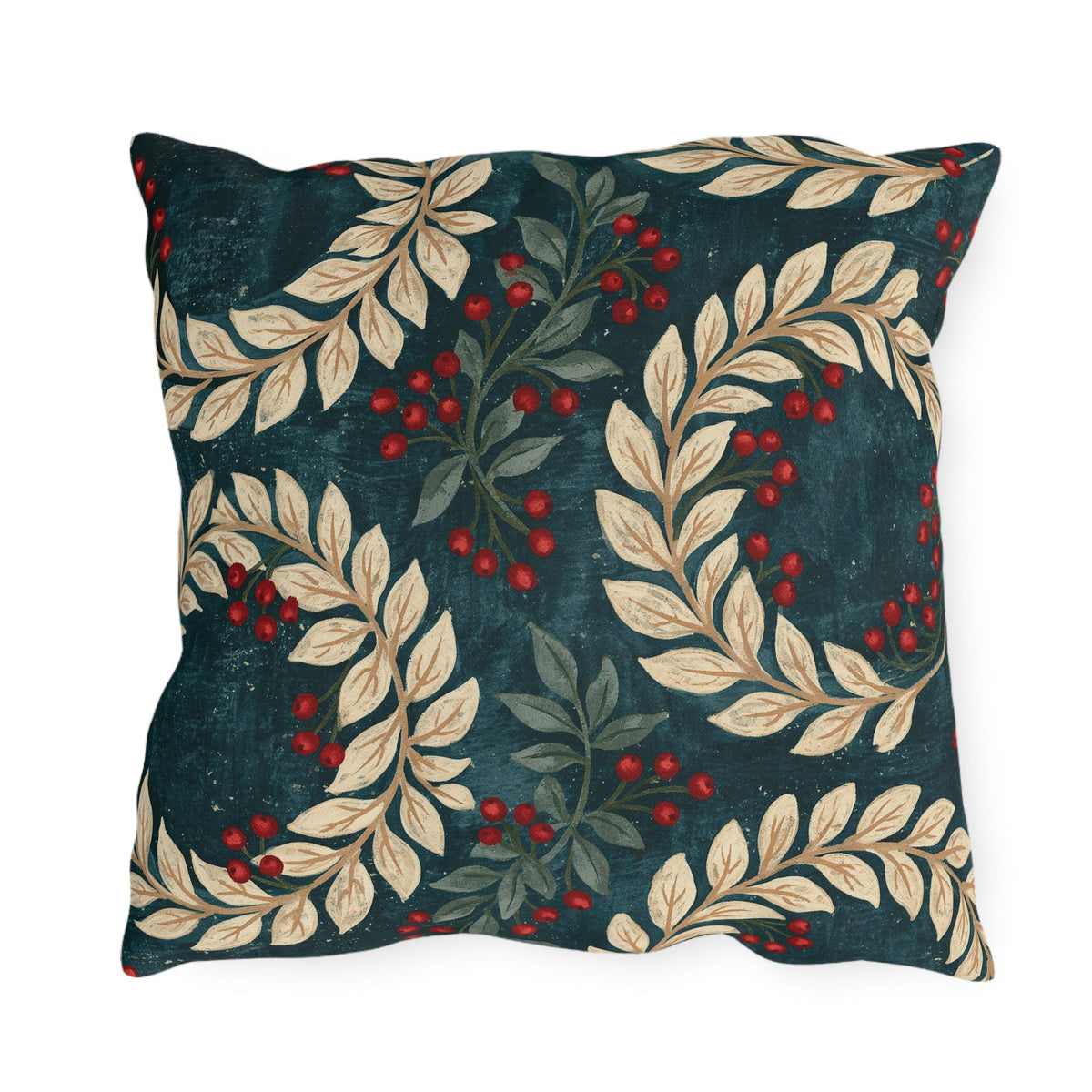 Laurel Berry Teal holiday outdoor pillow