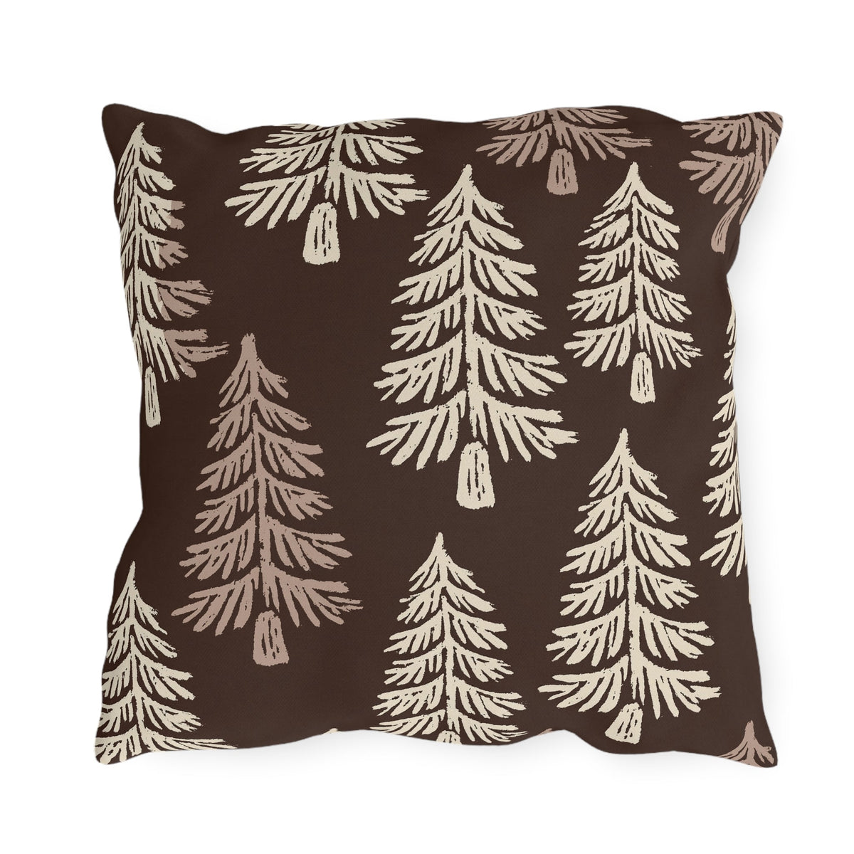 Fir Stand Chocolate Christmas outdoor pillow