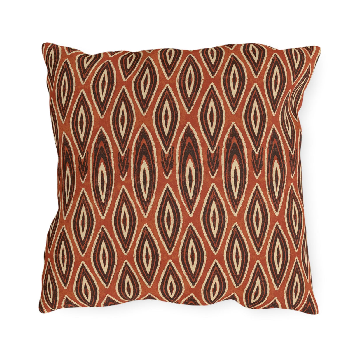 Rust ikat diamond outdoor pillow