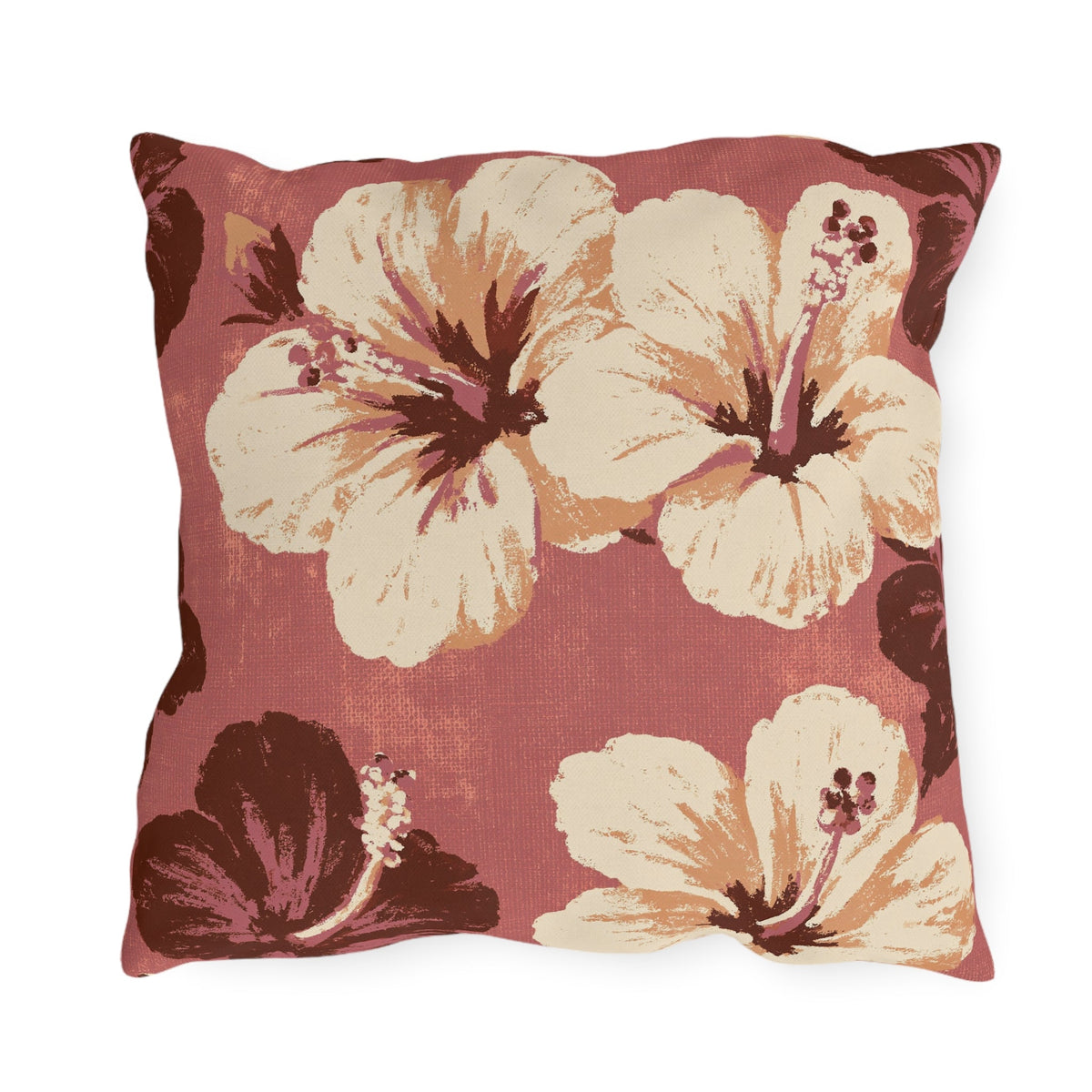 Hibiscus Rose tropical outdoor pillow