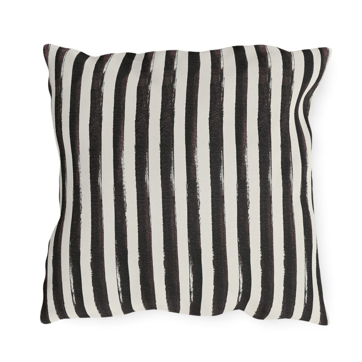 Black and white painted stripe outdoor pillow