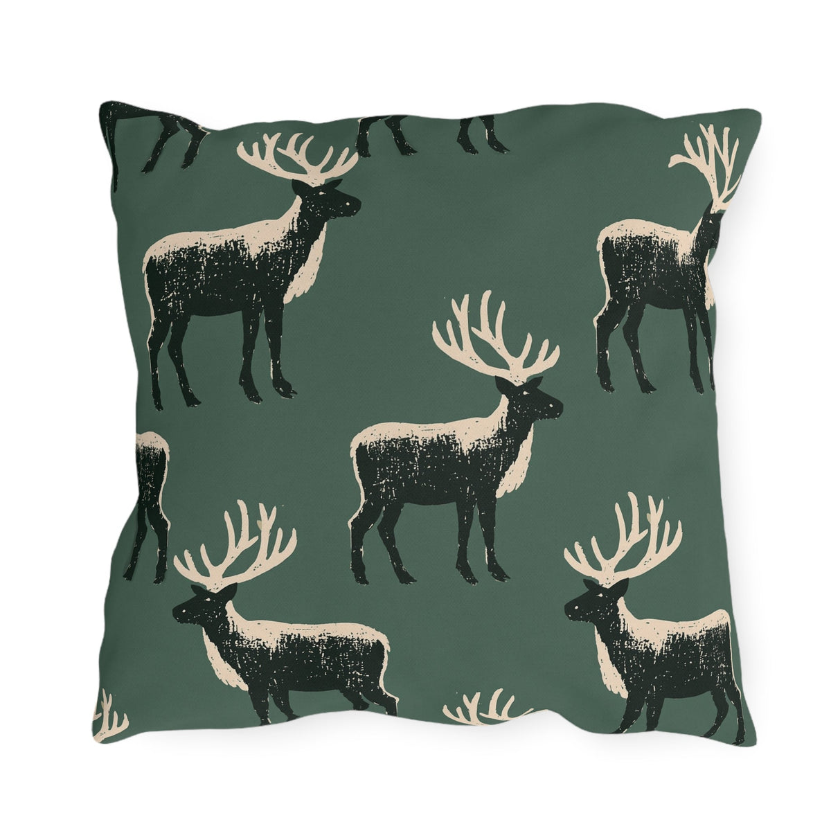 Block Print Stag Forest outdoor pillow