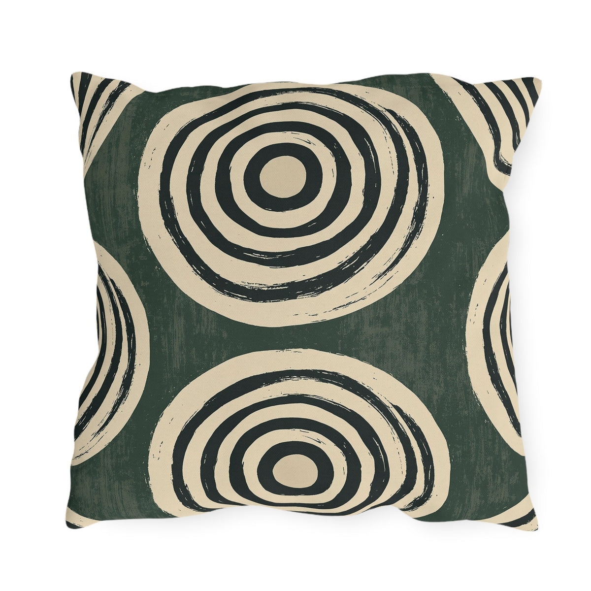 Concentric Ring Forest modern outdoor pillow