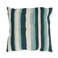 Teal and cream painted stripes on an outdoor pillow