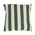 Forest green and cream cabana stripes on an outdoor pillow