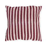 Hand-painted wine red and blush pink vertical stripe outdoor pillow
