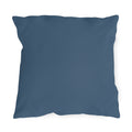 Solid slate blue outdoor pillow, 18 x 18 square with no pattern