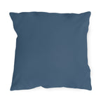 Solid slate blue outdoor pillow, 18 x 18 square with no pattern
