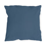 Solid slate blue outdoor pillow, 18 x 18 square with no pattern