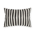 Hand-painted black and cream stripe outdoor lumbar pillow