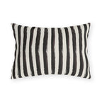Hand-painted black and cream stripe outdoor lumbar pillow