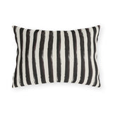 Hand-painted black and cream stripe outdoor lumbar pillow