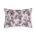 Lavender and plum French fans, wisteria and ribbons on cream outdoor lumbar pillow