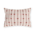 Pink and red ribbon bows on striped blush outdoor lumbar pillow