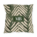 Personalized monogram on a green and cream chevron outdoor pillow