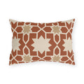 Terracotta Moroccan zellige star tile outdoor lumbar pillow with cream eight-point stars