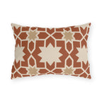 Terracotta Moroccan zellige star tile outdoor lumbar pillow with cream eight-point stars