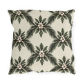Pine sprays and white berry clusters in a symmetrical lattice on a cream outdoor pillow