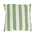 Sage green and cream cabana stripes on an outdoor pillow