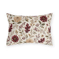 Burgundy dahlias, oak leaves and berries on cream outdoor lumbar pillow