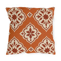 Burnt orange Moroccan medallion outdoor pillow with cream and rust tile medallions