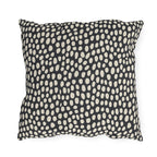 Hand-painted cream dots on charcoal outdoor pillow