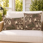 Spruce Bow Chocolate Outdoor Lumbar Pillow