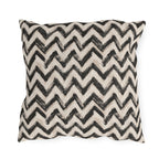 Hand-painted black chevron zigzag on oatmeal outdoor pillow