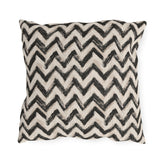 Hand-painted black chevron zigzag on oatmeal outdoor pillow