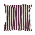 Hand-painted plum and cream vertical stripe outdoor pillow
