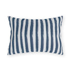 Hand-painted navy and white stripe outdoor lumbar pillow