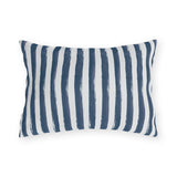 Hand-painted navy and white stripe outdoor lumbar pillow