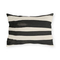 Wide black brushed stripes on a cream outdoor lumbar pillow