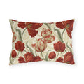 Deep red parrot tulips with sage leaves on a cream outdoor lumbar pillow