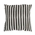 Hand-painted black and cream vertical stripe outdoor pillow
