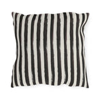 Hand-painted black and cream vertical stripe outdoor pillow