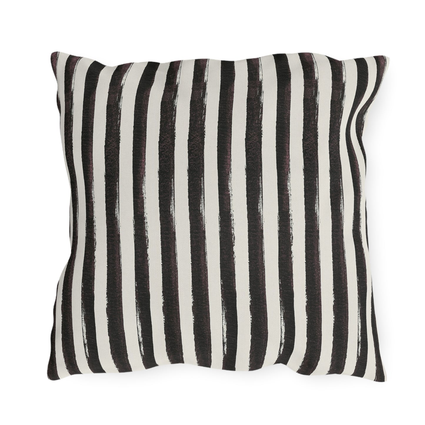 Hand-painted black and cream vertical stripe outdoor pillow