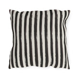 Hand-painted black and cream vertical stripe outdoor pillow