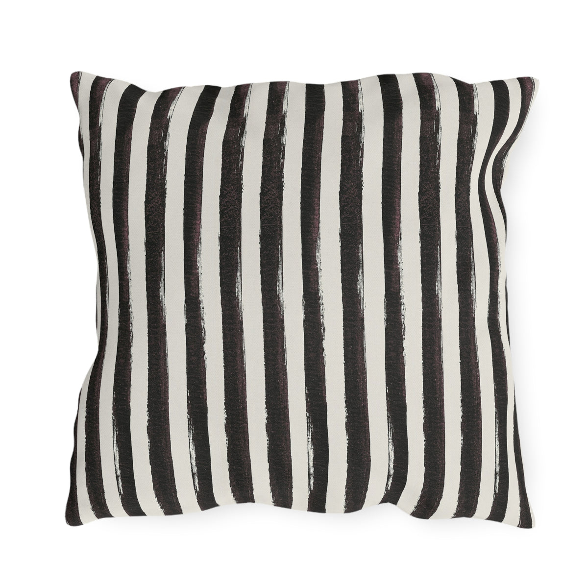 Hand-painted black and cream vertical stripe outdoor pillow