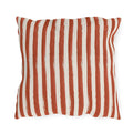 Hand-painted rust terracotta and cream vertical stripe outdoor pillow