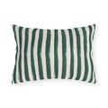 Hand-painted forest green and cream stripe outdoor lumbar pillow