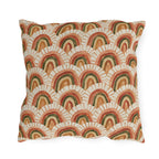 Retro terracotta, rust and olive arch pattern outdoor pillow