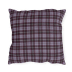 Burgundy and lavender grey tartan plaid outdoor pillow