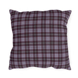 Burgundy and lavender grey tartan plaid outdoor pillow