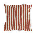 Hand-painted clay red and cream vertical stripe outdoor pillow