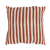 Hand-painted clay red and cream vertical stripe outdoor pillow