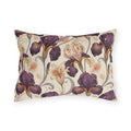 Deep purple Art Nouveau irises with gold beards on cream outdoor lumbar pillow
