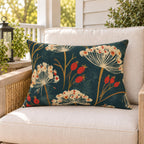Cow Parsley Teal Outdoor Lumbar Pillow
